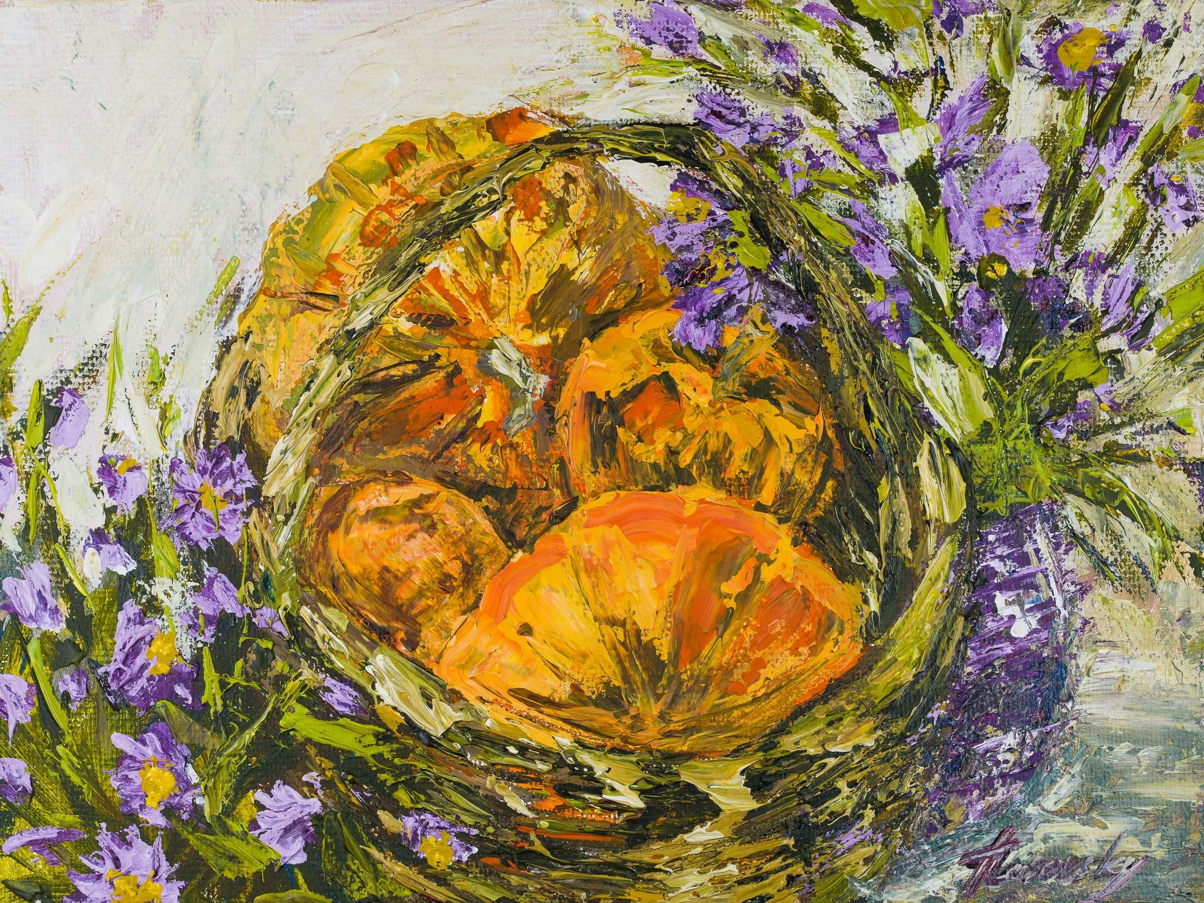 Basket with Pumpkins 2016, Acrylic on canvas, 30 x 40 cm