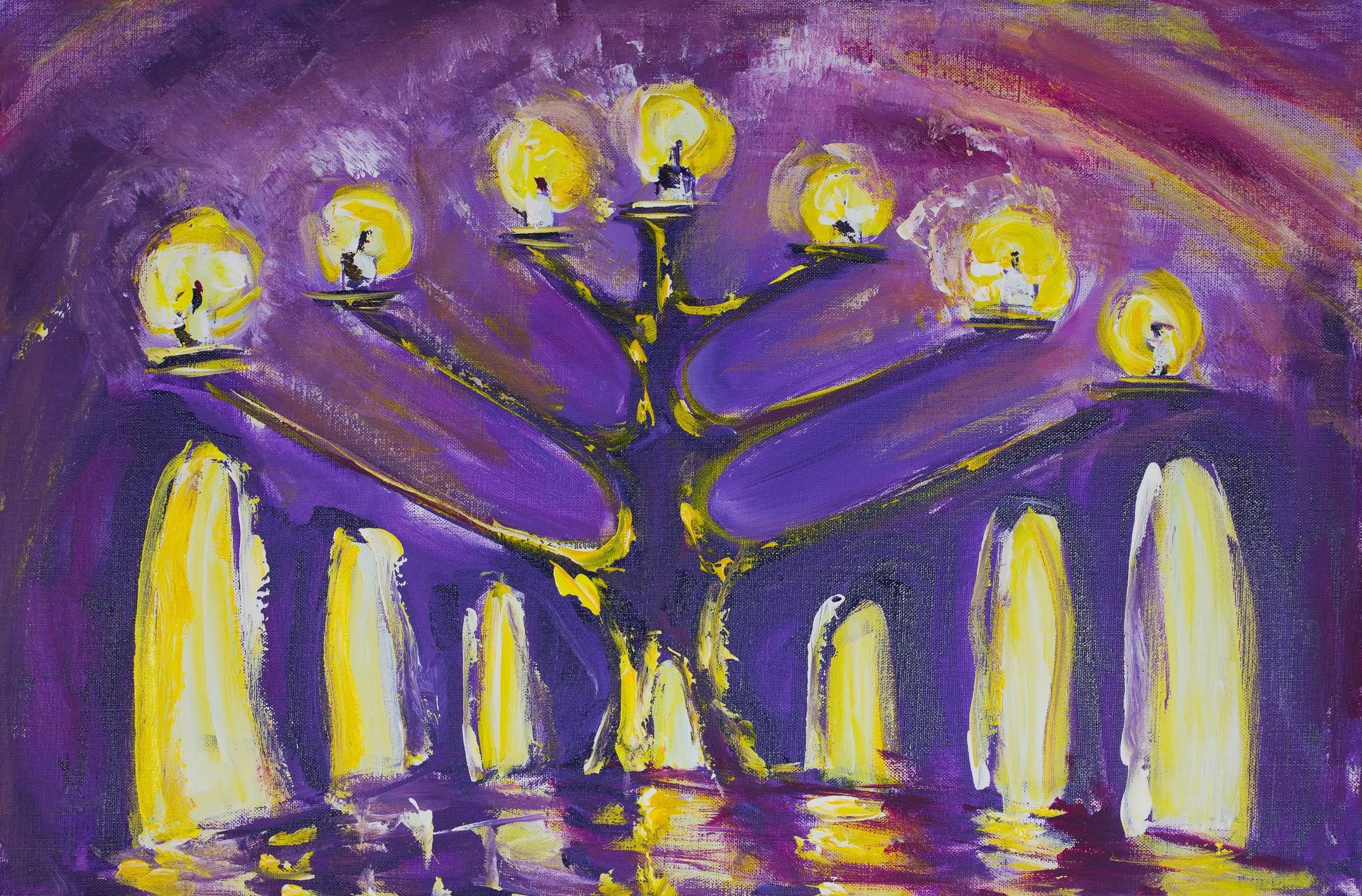 Menorah - The house of Peace 2017, Acrylic on canvas, 40 x 60 cm