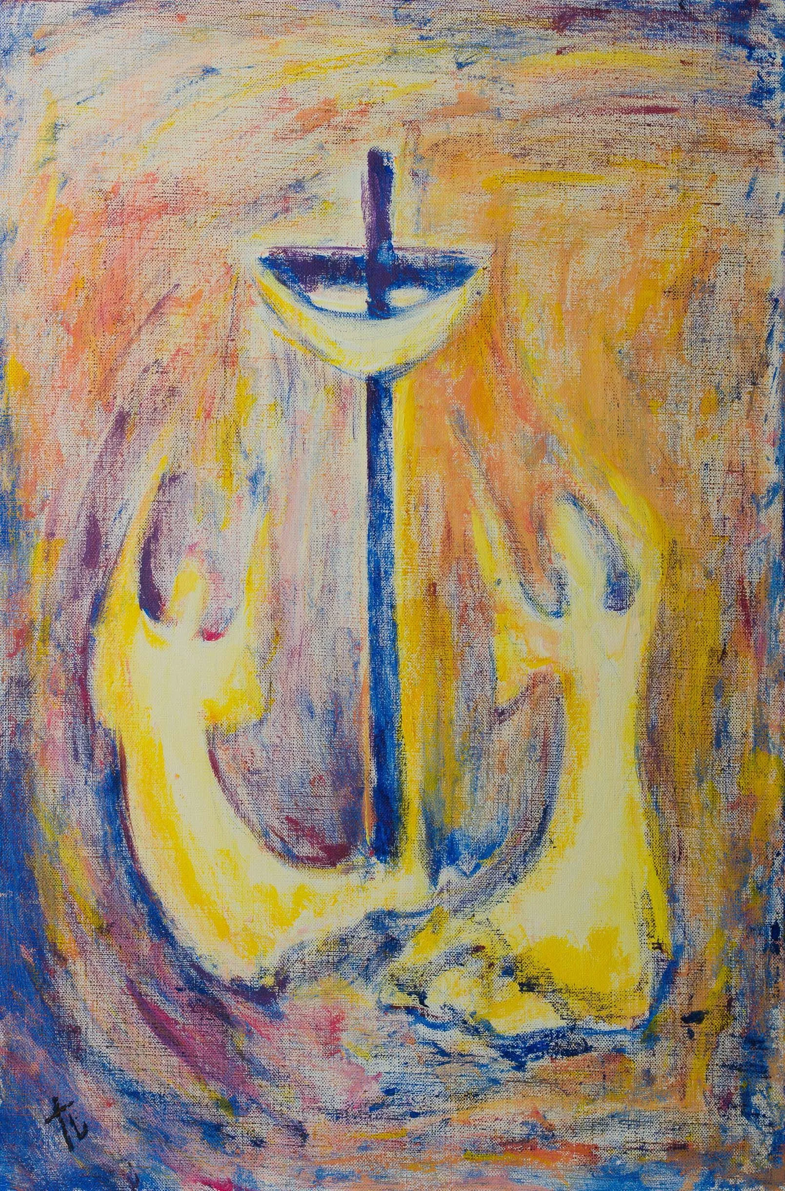 Dance near the cross 2017, Acrylic on canvas, 40 x 60 cm