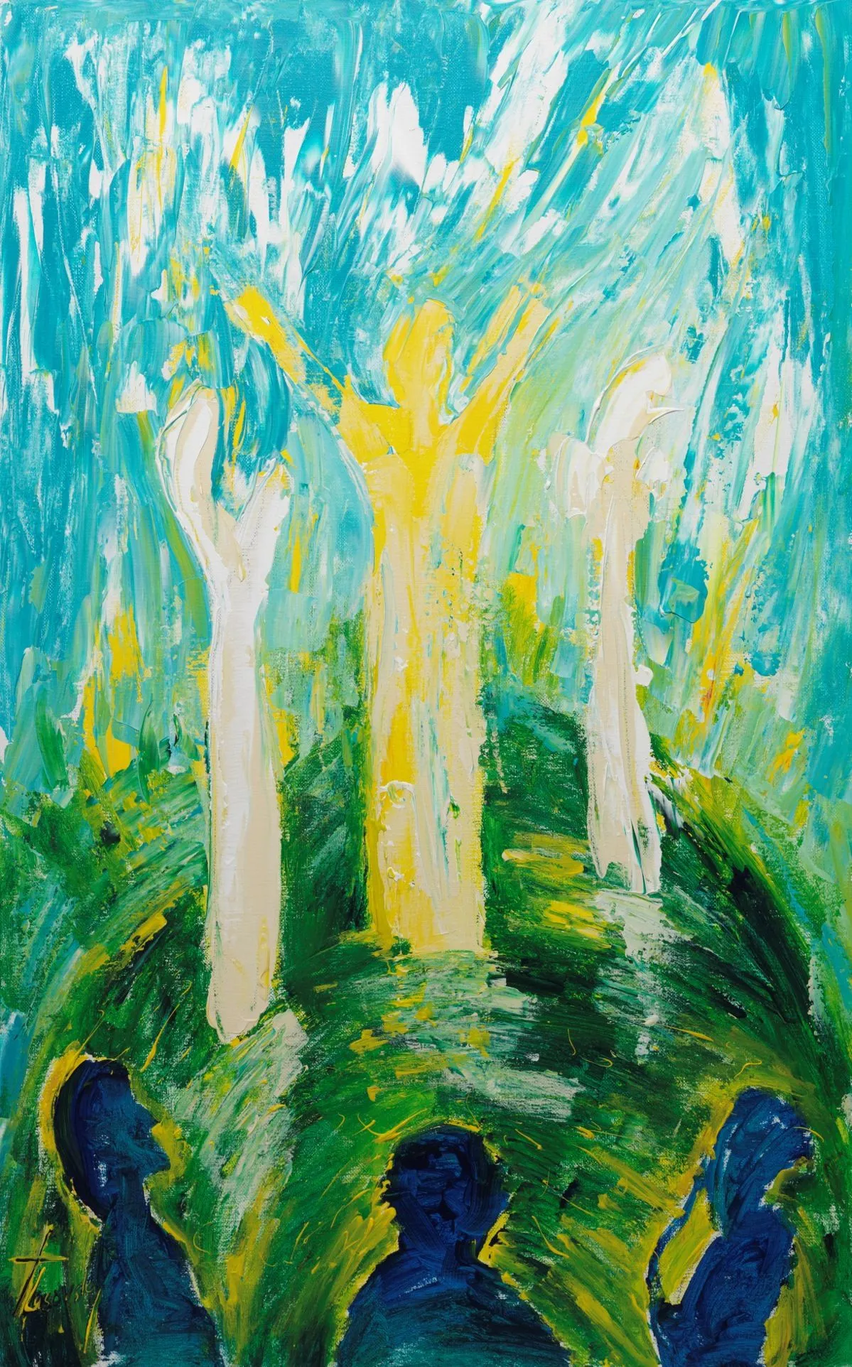 The Transfiguration Mountain Matthew 17:1-9, Mark 9:1-8, Luke 9:28-36 2018, Acrylic on canvas, 50 x 80 cm