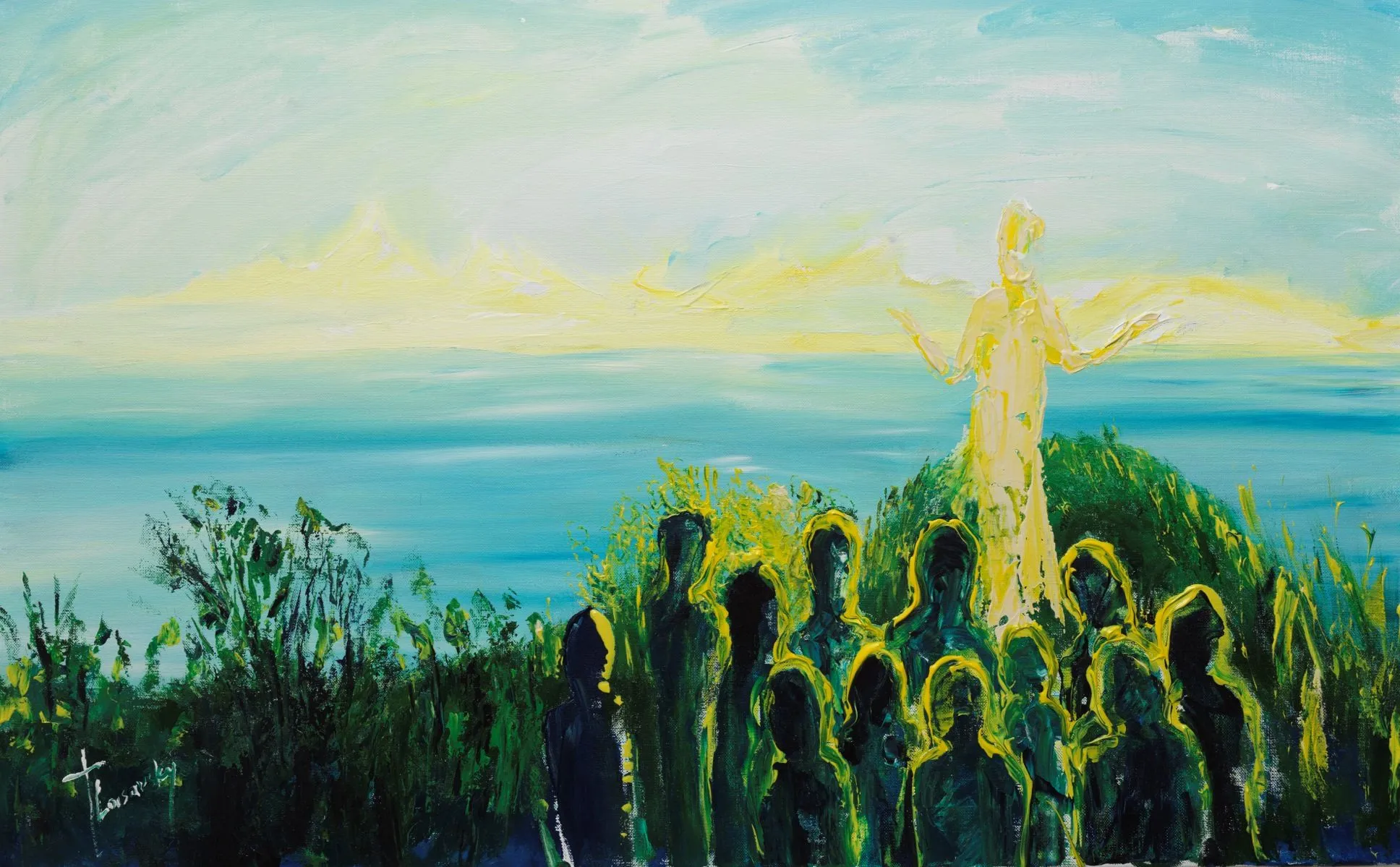 The Sermon on the Mount Matthew 5 2018, Acrylic on canvas, 50 x 80 cm