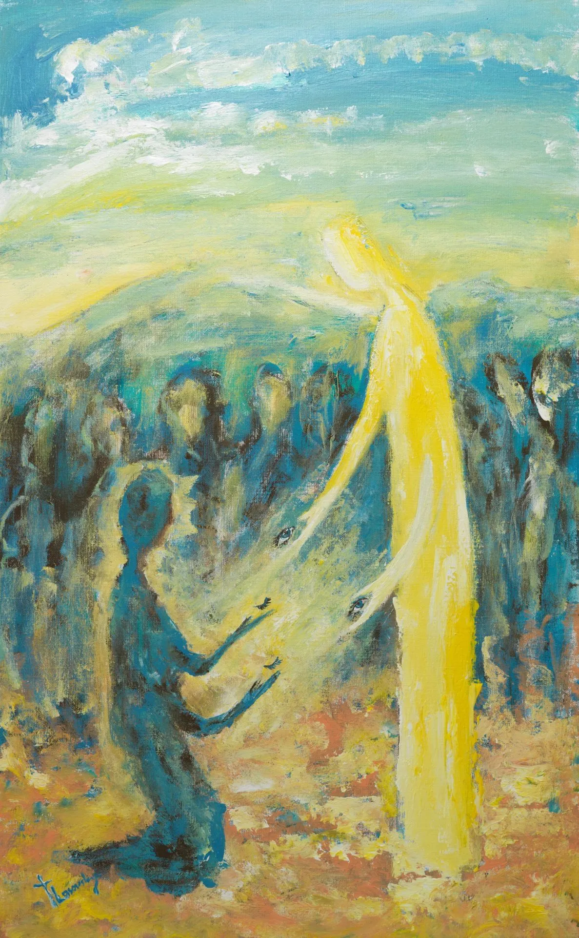 Jesus Heals a Blind Beggar Luke 18:35-43 2018, Acrylic on canvas, 50 x 80 cm