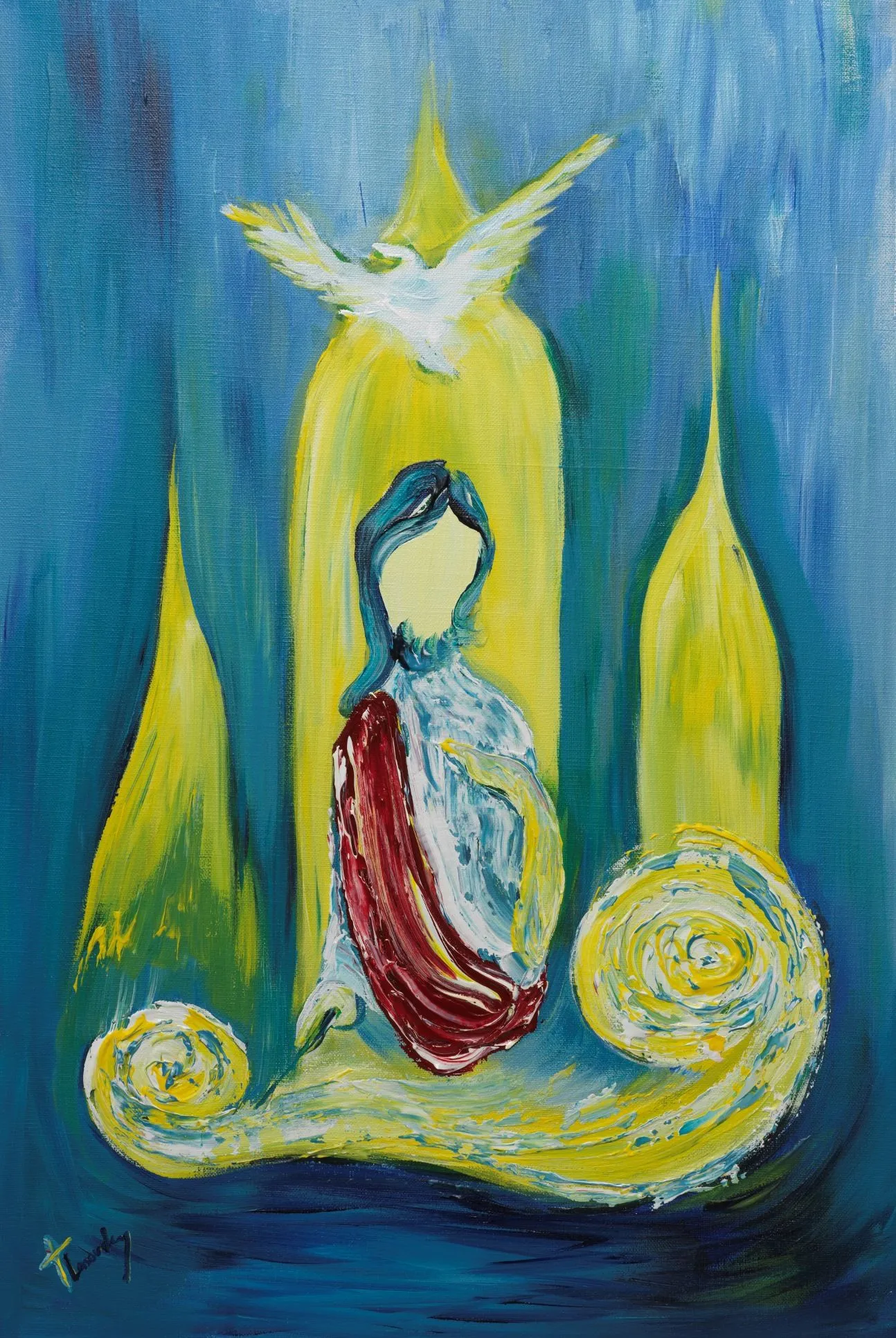 Spirit of God on Me Luke 4:16-21 2018, Acrylic on canvas, 40 x 60 cm