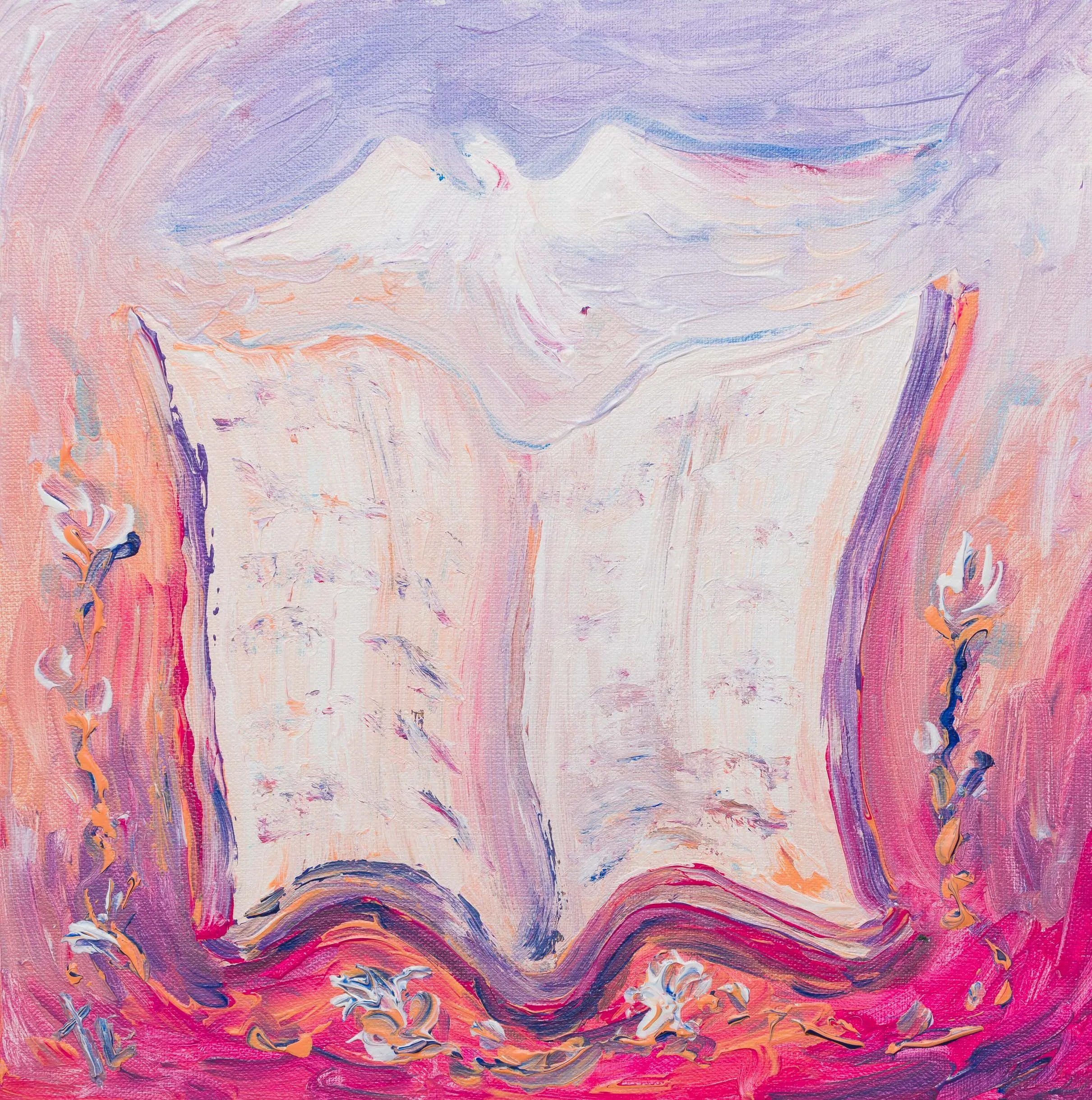 Breathed out by God 2018, Acrylic on canvas, 30 x 30 cm "All Scripture is breathed out by God and profitable for teaching, for reproof, for correction, and for training in righteousness, ..." 2 Timothy 3:16 ESV