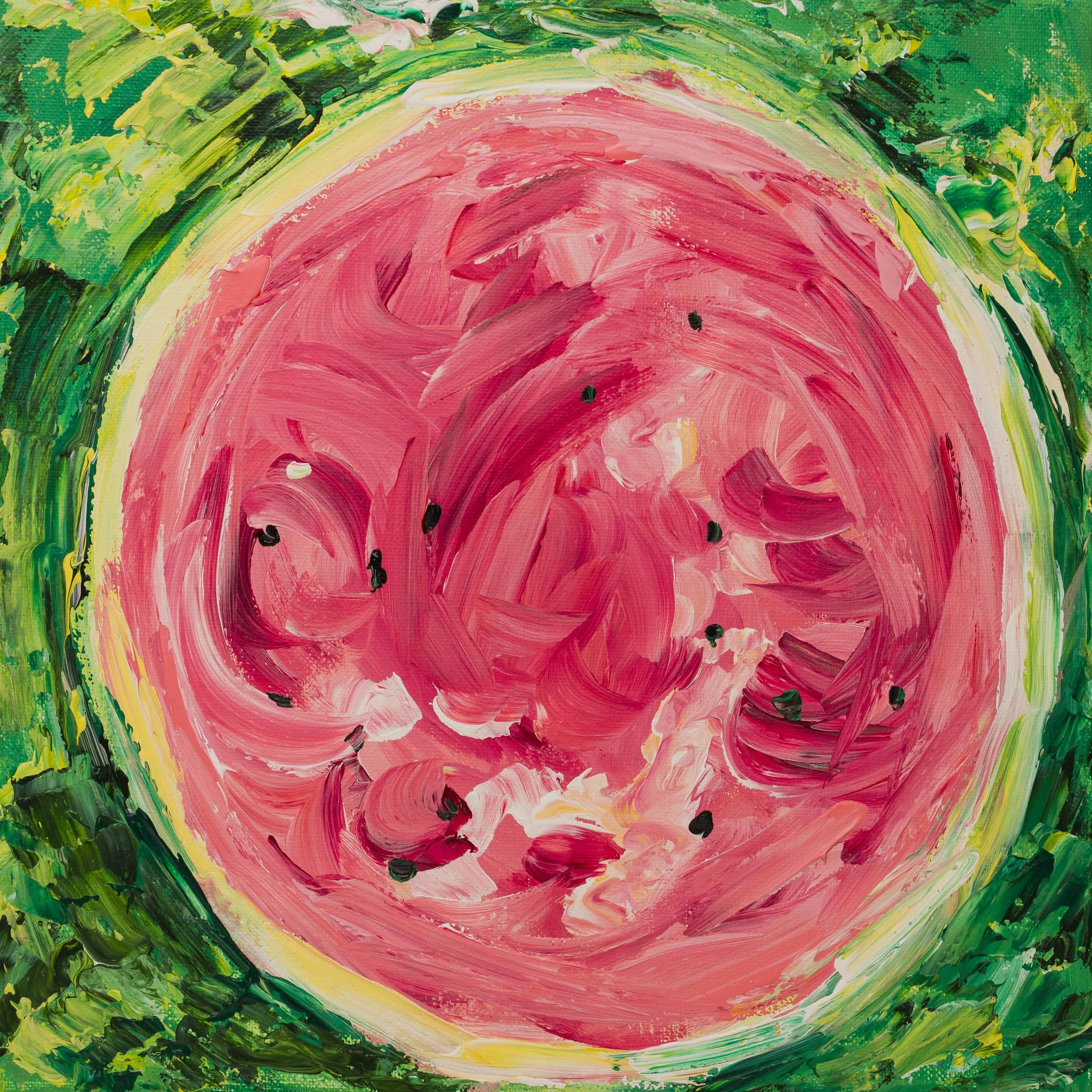 Rose Watermelon 2017, Acrylic on canvas, 30 x 30 cm